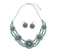 Rosemarie & Jubalee Women's Cowgirl Chic Natural Howlite Stone Center Concho Western Jewelry Gift Set, 18", Stone, Dyed Howlite