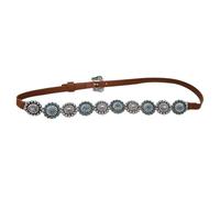 Rosemarie & Jubalee Women's Cowgirl Chic Western Hat Band Silver Tone Concho Natural Stone Vegan Leather Band (10 Charms Turquoise Howlite, 27" Back Buckle)