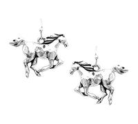 Rosemarie & Jubalee Women's Cowgirl Chic Western Silver Tone Mustang Horse Earrings, 1.12", Metal, no gemstones