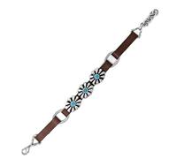 Rosemarie & Jubalee Women's Cowgirl Chic Western Style Conchos With Turqoise Howlite Stone On Brown Vegan Leather Band Bracelet, 7"+1" Extender