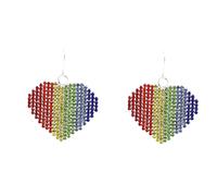 Rosemarie & Jubalee Women's Stunning Rainbow Love Crystal Rhinestone Heart Jewelry Pieces Pride Friendship Gifting, Metal Glass, glass