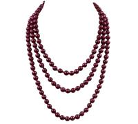 Rosemarie & Jubalee Women's Stunning Simulated Pearl Knotted Long Endless Strand Necklace, 8 mm, Glass, Created Pearl