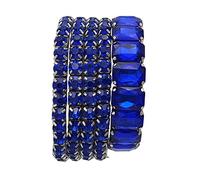 Rosemarie & Jubalee Women's Stunning Statement Bejeweled Set Of 5 Colorful Crystal Rhinestone Stretch Bracelets, 6.75", One Size, Glass Rhinestones, crystal