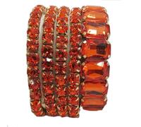 Rosemarie & Jubalee Women's Stunning Statement Bejeweled Set Of 5 Colorful Crystal Rhinestone Stretch Bracelets, 6.75", One Size, Glass Rhinestones, crystal