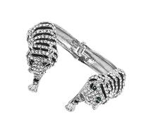 Rosemarie & Jubalee Women's Stunning Three Dimensional Crystal Encrusted Double Tiger Hinged Cuff Bracelet, 6.75", One Size, Crystal Silver, crystal