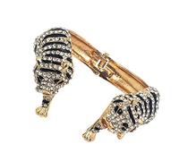 Rosemarie & Jubalee Women's Stunning Three Dimensional Crystal Encrusted Double Tiger Hinged Cuff Bracelet, 6.75", One Size, Crystal, crystal