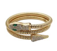 Rosemarie & Jubalee Women's Stunning Three Dimensional Gold Tone Statement Crystal Rhinestone Encrusted Serpent Snake Statement Jewelry Pieces (Double Coil Cuff Bracelet, 6.75")