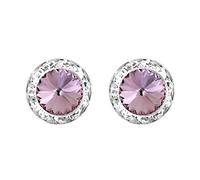 Rosemarie & Jubalee Women's Timeless Classic Statement Hypoallergenic Post Back Halo Earrings Made With Premium Crystals, 15 mm, Metal Glass, crystal