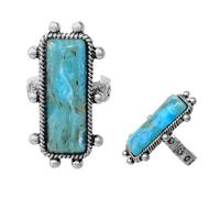 Rosemarie & Jubalee Women's Western Statement Ring, Vintage Style Adjustable Stretch Rings Size 7.5-9, Adjustable 7.5-9, Howlite, Dyed Howlite