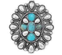 Rosemarie & Jubalee Women's Western Statement Ring, Vintage Style Adjustable Stretch Rings Size 7.5-9, Adjustable 7.5-9, Howlite, Dyed Howlite