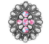 Rosemarie & Jubalee Women's Western Statement Ring, Vintage Style Adjustable Stretch Rings Size 7.5-9, Adjustable 7.5-9, Howlite, Dyed Howlite