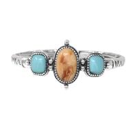 Rosemarie & Jubalee Women's Western Style Silver Tone Turquoise Howlite Statement Stretch Bangle Bracelet, 7.25, One Size, Metal Alloy, Howlite, howlite