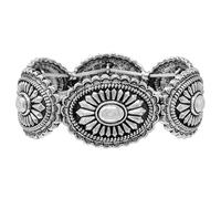 Rosemarie & Jubalee Women's Western Style Statement Concho Stretch Bangle Bracelet, 7", Oval Concho, Metal, no gemstone
