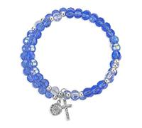 Rosemarie's Religious Gifts Women's 5-Decade Spiral Wrap Rosary Bracelet (Blue Aurora Borealis Bead)