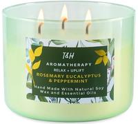 Rosemary Eucalyptus Peppermint Candle | Highly Scented Large 3 Wick Soy Candle 15.8 oz | Uplifting Fresh Eucalyptus Mint Scented Candle for Home | Aromatherapy Stress Relief Candle for Women & Men
