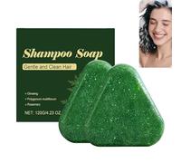 Rosemary & Ginger Triangle Solid Shampoo Bar, Hair Strengthening Green Shampoo Soap, Volumizing Anti-Dandruff Oil Control Shampoos Bar for Women, Travel-Sized Gentle Cleansing Hair Care Bars. (2PCS)