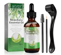 Rosemary Oil for Hair Growth 60 ml with Derma Roller 0.25mm, 100% Pure Rosemary Essential Oil for Eyelashs, Eyebrows, Face, Skin Care, Body Massage, Nourishes The Scalp, Improve Blood Circulation