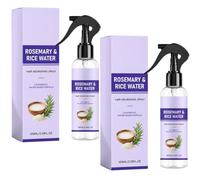 Rosemary Rice Water Volumizing Hair Spray, Rosemary and Rice Water Spray, Lightweight, Non-Greasy, Fast-Absorbing Formulas For Healthy, Smooth & Voluminous, For All Hair Types (A*2)