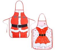 ROSEMO Christmas Funny Apron for Women and Men, Christmas Santa Sexy Lady Cooking Apron, Novelty Chef Kitchen Apron for Xmas Family Dinner Cooking BBQ Grilling Party, Christmas Couples Gifts