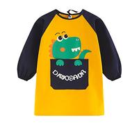 ROSEMO Painting Apron Children's Painting Coat for 6-12 Years Girls Boys Waterproof Painting Coat Adjustable Craft Apron with Dinosaur Pattern Sleeves and Pockets Craft Coat Art Apron for School