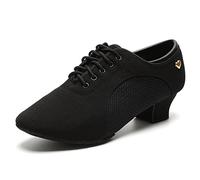 RoseMoli Women's Latin Dance Shoes Lace-up Ballroom Modern Salsa Rhythm Teaching Practice Professional Performance Dance Shoes, Black-1.5inch Heels, 7 UK