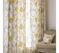 Riva Paoletti Rosemoor Eyelet Curtains, Yellow, 66 x 72 (168 x 183 cm), Cotton, Ochre