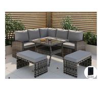 Rosen 9 Seater Rattan Garden Furniture Cube Dining Set With Rain Cover Furniture Maxi Grey One Size