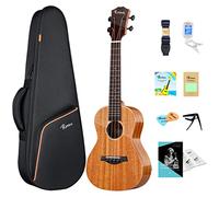 Rosen Soprano Ukulele Solid Mahogany 21 inch Professional Ukelele Starter Bundle Kit with Lesson Book Gig Bag Tuner Capo Picks Strings