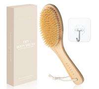 ROSENA Dry Brushing Body Brush with Curved Handle - Dry Brush Natural Boar Bristles, Bamboo, Ergonomic Design for Exfoliating & Lymphatic Drainage, Sustainable Materials