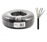 RosenetSys 100m Cat5e-CCA Outdoor UTP Ethernet Network Cable, External 'Tough' Film Lined, Solid, Black, Cat 5e 328 ft