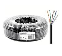 RosenetSys 100m Outdoor Cat5e Unshielded (UTP) CCA Ethernet Network Cable, External Film Lined, Solid, Black, Cat 5e 328 ft