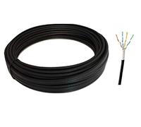 RosenetSys 25m Premium Double Jacket Cat5e UTP External SOLID COPPER Lined Network Cable Outdoor Coiled Reel BLACK Cat 5e