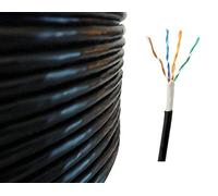 RosenetSys 305m Premium Double Jacket Cat5e UTP External SOLID COPPER Lined Network Cable Outdoor Reel BLACK Cat 5e