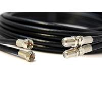 RosenetSys BLACK 1m Satellite Extension Cable, Twin Coaxial, UK Digital 4K Ultra HD - suitable for Sky Q, Sky HD and Sky+ and Freesat (Black, 1m)