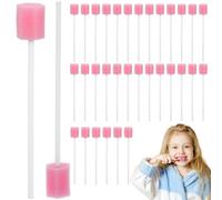 Rosenice 100Pcs Disposable Mouth Swabs for Oral Care, Dental Mouth Swabs Sponge on a Stick, Swab for End of Life Care, Teeth Cleaning Tools for Oral Care and Sensitive Gums (Pink)
