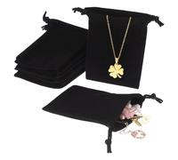 rosenice 75pcs Small Jewellery Bags, Black Velvet Jewellery Pouches, 9 x 7 cm/3.5 x 2.8 in for Bracelets, Dice, Wedding, Jewellery Travel Pouch, Small Gift Bags for Jewellery