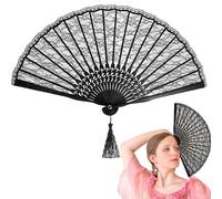 ROSENICE Hand Held Fans Folding Fan Spanish Victorian Hand Fan for Wedding Party(Black)