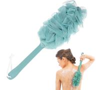 rosenice Long Handle Bath Scrubber Brush Mesh Body Sponge for Shower Back Scrubber for Hard-to-Reach Areas Hanging Loop Design 16.93 in