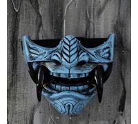Rosennie Japanese Demon Samurai Half Face for Cosplay Events Deeply Textured Embossing, Breathable Fit, Minimizes Visual Barriers and Helps Reduce Pressure a Secure Feel