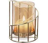 ROSEONE Glass Vase with Geometric Metal Rack Stand,Crystal Clear Terrariums Planter,Artificial Flower Floral Plant Decorative Flower Vase Container for Home Office Wedding Party Decor,Small,Gold