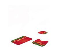 (RoseRed 3pcs, One Size) Curtain Christmas Shower With Hook Toilet Seat Cover Mat Pads Rug Set Bathroom