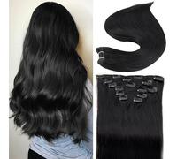 Roserer Clip in Hair Extensions Real Human Hair 18 Inch 7pcs/70g Remy Straight Clip in Human Hair Extensions Invisible Seamless Integration for Daily Use & Special Occasions Natural Black