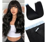 Roserer Tape in Hair Extensions Human Hair Straight Real Human Hair Extensions Tapes Natural Black - Invisible Adhesive,Natural Look for Daily Styling & Special Occasions,14 Inch 20 Pieces/30g