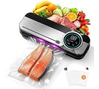 RoserRose 6 in 1 Vacuum Sealer Machine with 50 Vacuum Sealer Bags, Vacuum Food Sealer Machine with 75 KPA Powerful Suction, Vac Pack Machine for Preserving Meat, Vegetables, Snacks, Fruits