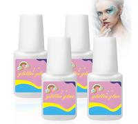 RoserRose Pack of 4 8 ml Glitter Tattoo Glue, Skin Glue for Glitter Tattoos and Rhinestones, Halloween Makeup and Theme Party, Face and Body Adhesive with 32 ml Glitter Glue