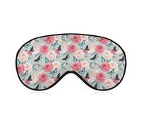 Roses and Butterfly Sleep Mask Soft Blindfold Portable Eye Mask with Adjustable Strap for Men Women