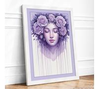 Roses and Dreams Romantic Framed Wall Art Print A1 (84.1×59.4cm) White, Wall Decor for Living Room, Bedroom, Office & Home, Ready to Hang, Art Gift