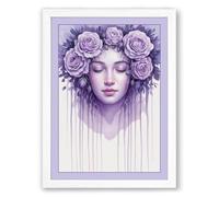 Roses and Dreams Romantic Framed Wall Art Print A2 (59.4×42cm) White, Wall Decor for Living Room, Bedroom, Office & Home, Ready to Hang, Art Gift