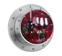 Roses and Glasses of Red Wine Digital Timer, Kitchen Timers Digital Timer for Cooking Egg Timer Classroom Timer for Teacher Magnetic Countdown Timer for Exercise Study Oven