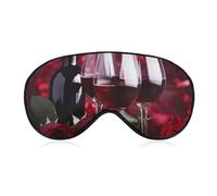 Roses and Glasses of Red Wine Eye Mask, Side Sleeping Mask Light Blindfold Sleeping Mask Nose Pad and Elastic Band for Children Women and Men